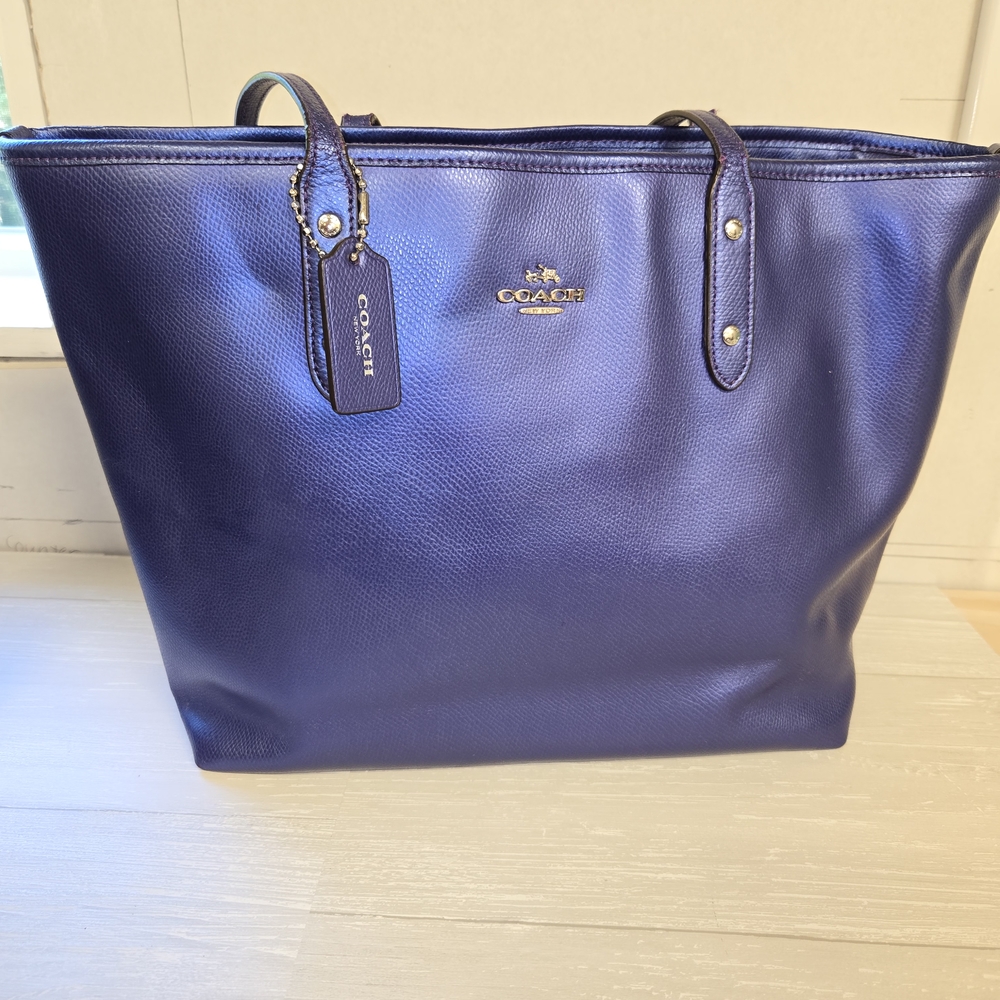 Coach Deep Blue Leather Handbag